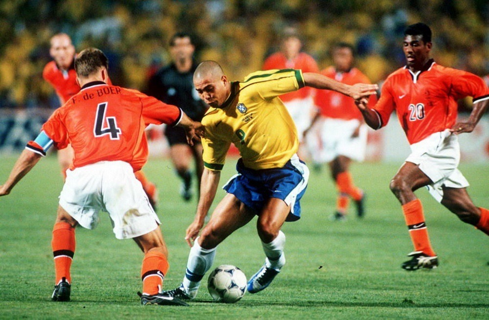 Ronaldo at the 1998 World Cup playing for Brazil