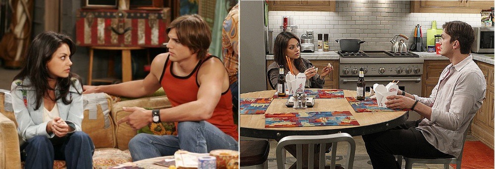 Ashton Kutcher and Mila Kunis in That 70s Show and in Two and a Half Men